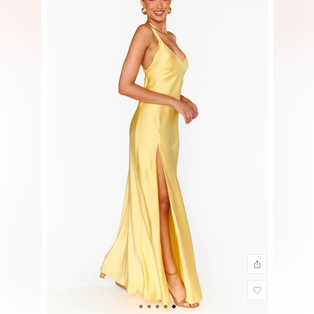 Show Me Your MuMu Yellow Satin Maxi Dress with Side Slit